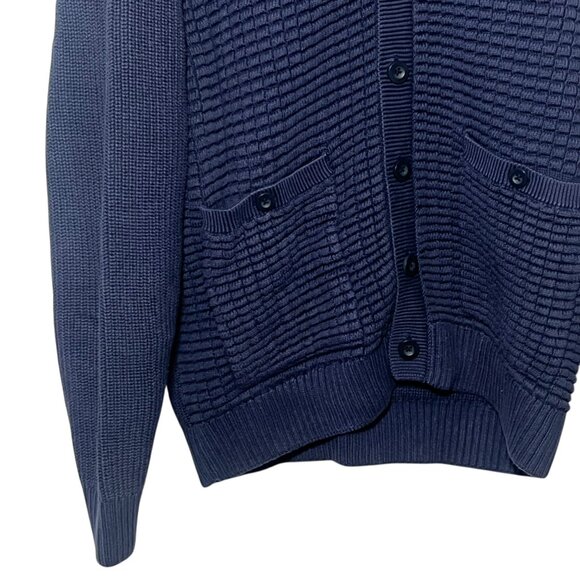 Duluth Thick Knit Mens Cardigan Chunky Waffle Retirement Shawl Cotton Blue Large - Picture 2 of 9